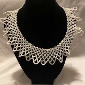 Ruth Ginsburg Iconic Collar Necklace in Handmade white Bead
